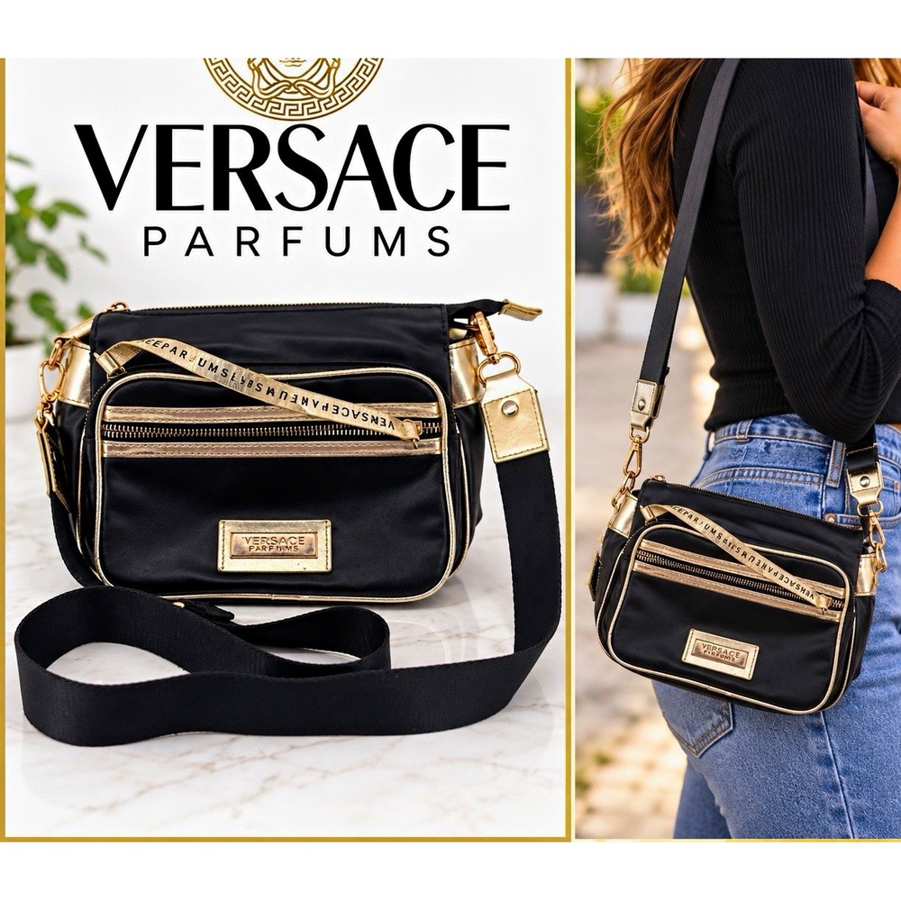 Versace Parfums Black Gold Crossbody Shoulder Bag Promotional Sample PVC